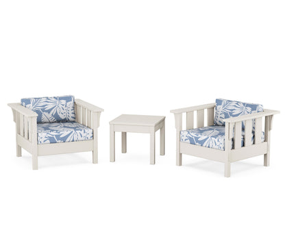 Martha Stewart by POLYWOOD® Acadia 3-Piece Deep Seating Set in Sand / Leaf Sky Blue