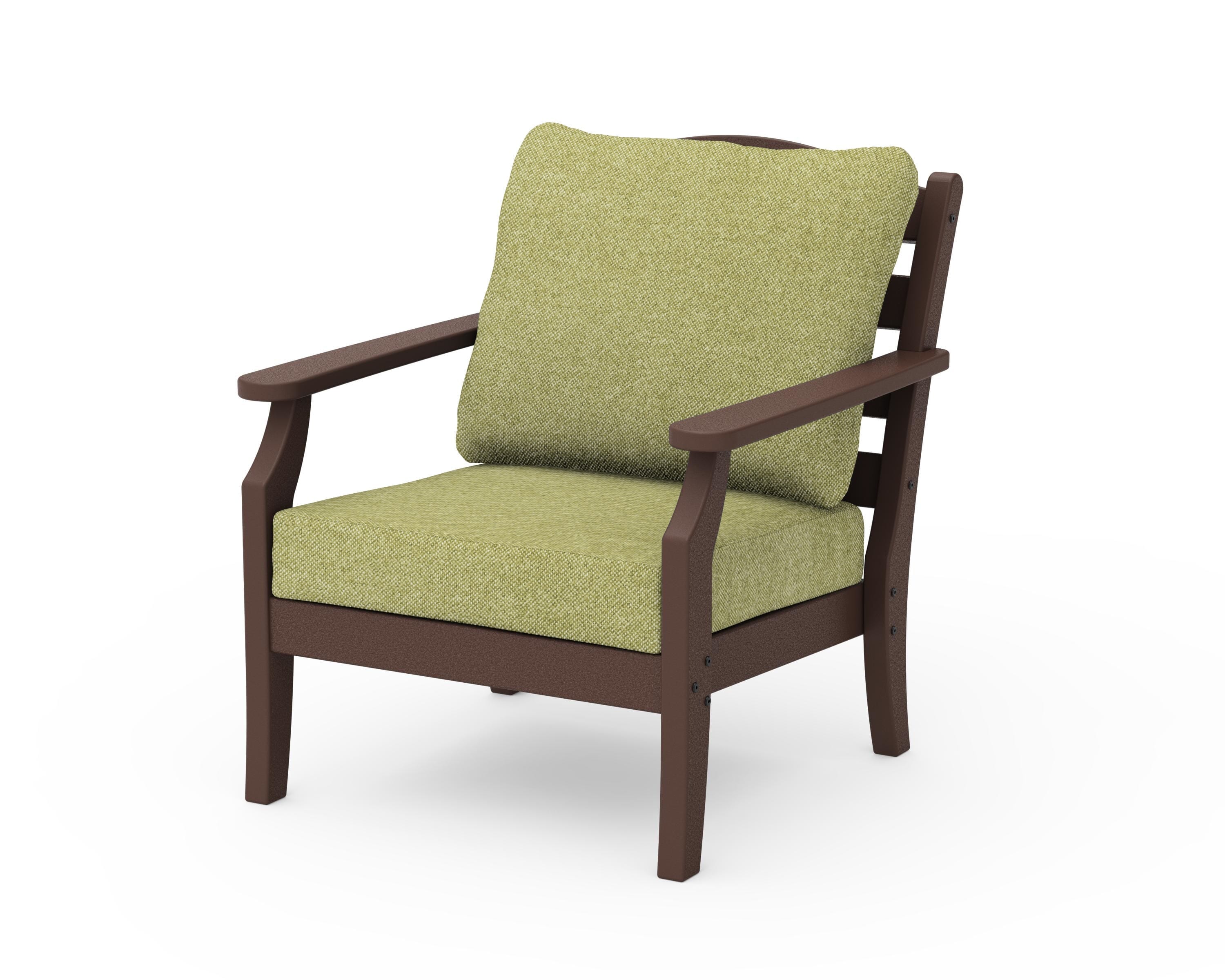 Draper James™ by  POLYWOOD® Savannah Deep Seating Chair in Mahogany / Chartreuse Boucle