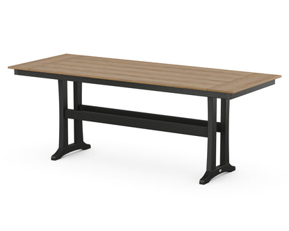 POLYWOOD® Farmhouse Trestle 38" x 96" Counter Table in Black / Natural