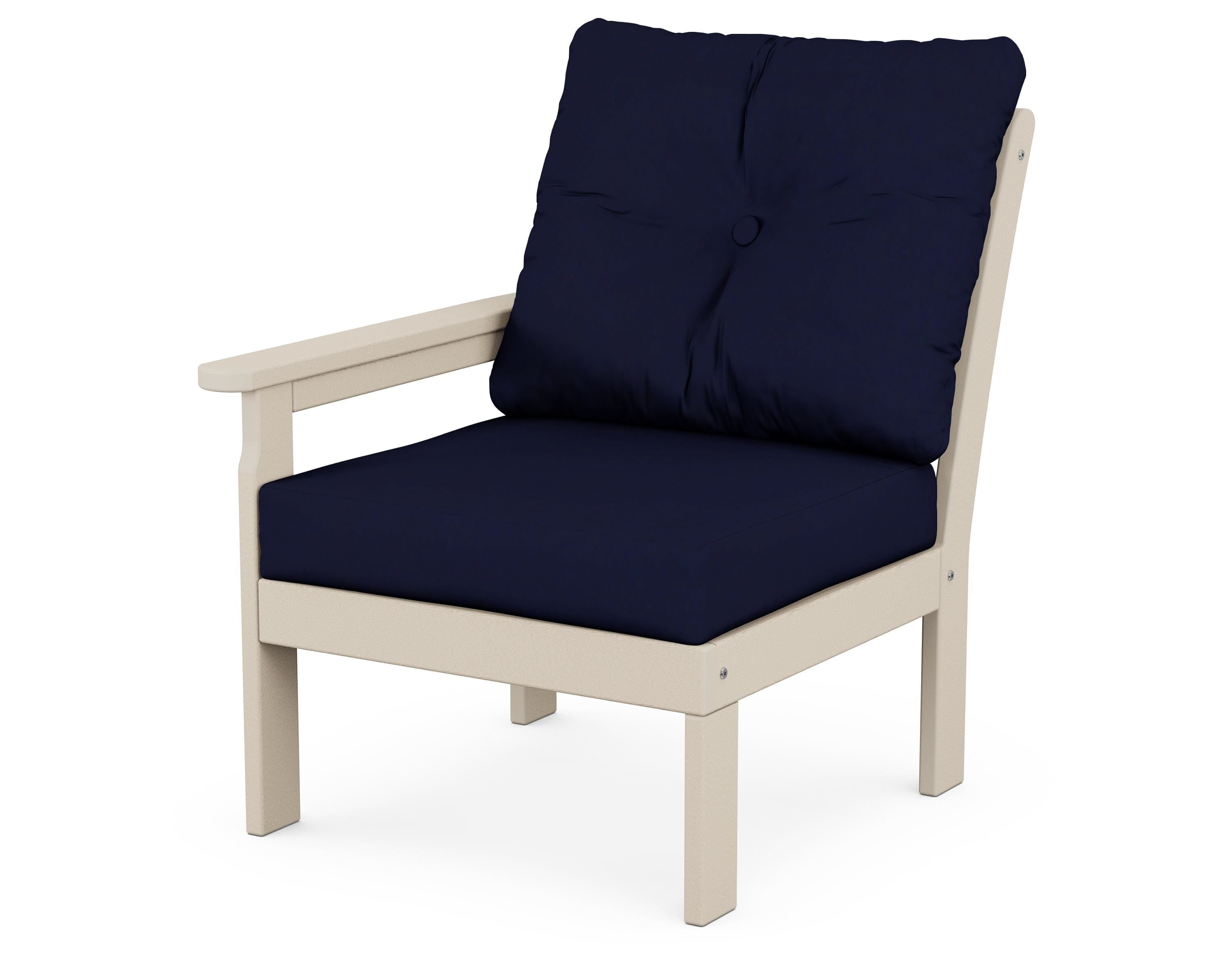 POLYWOOD® Vineyard Modular Left Arm Chair in Sand / Navy
