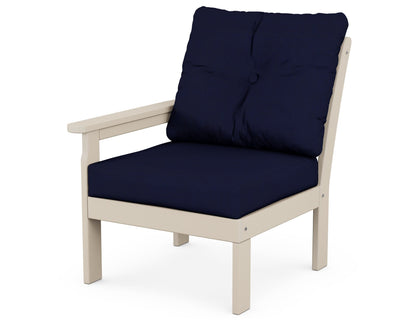 POLYWOOD® Vineyard Modular Left Arm Chair in Sand / Navy