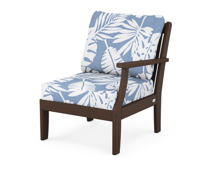 POLYWOOD® Braxton Modular Right Arm Chair in Mahogany / Leaf Sky Blue
