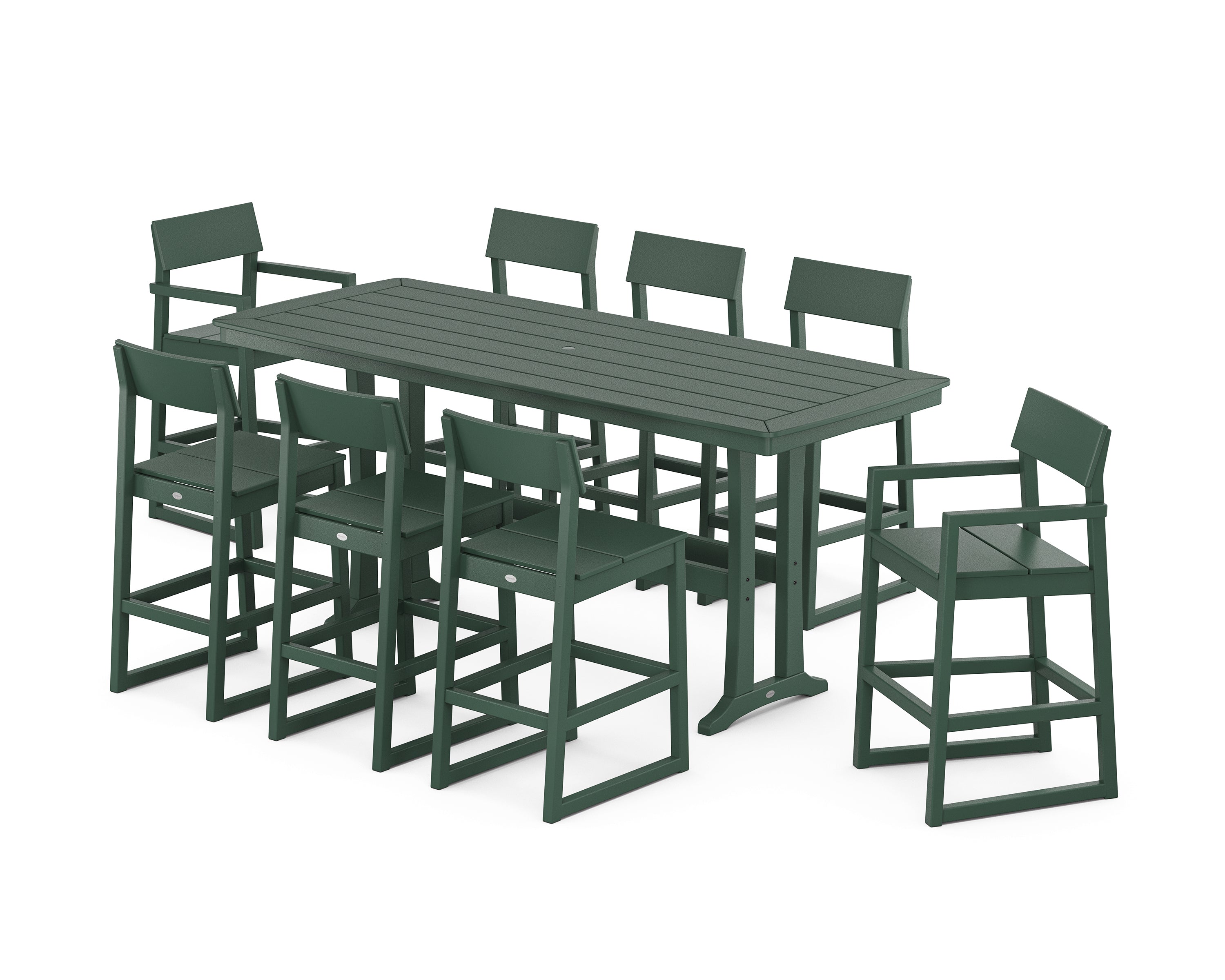 POLYWOOD® EDGE 9-Piece Bar Set with Trestle Legs in Green
