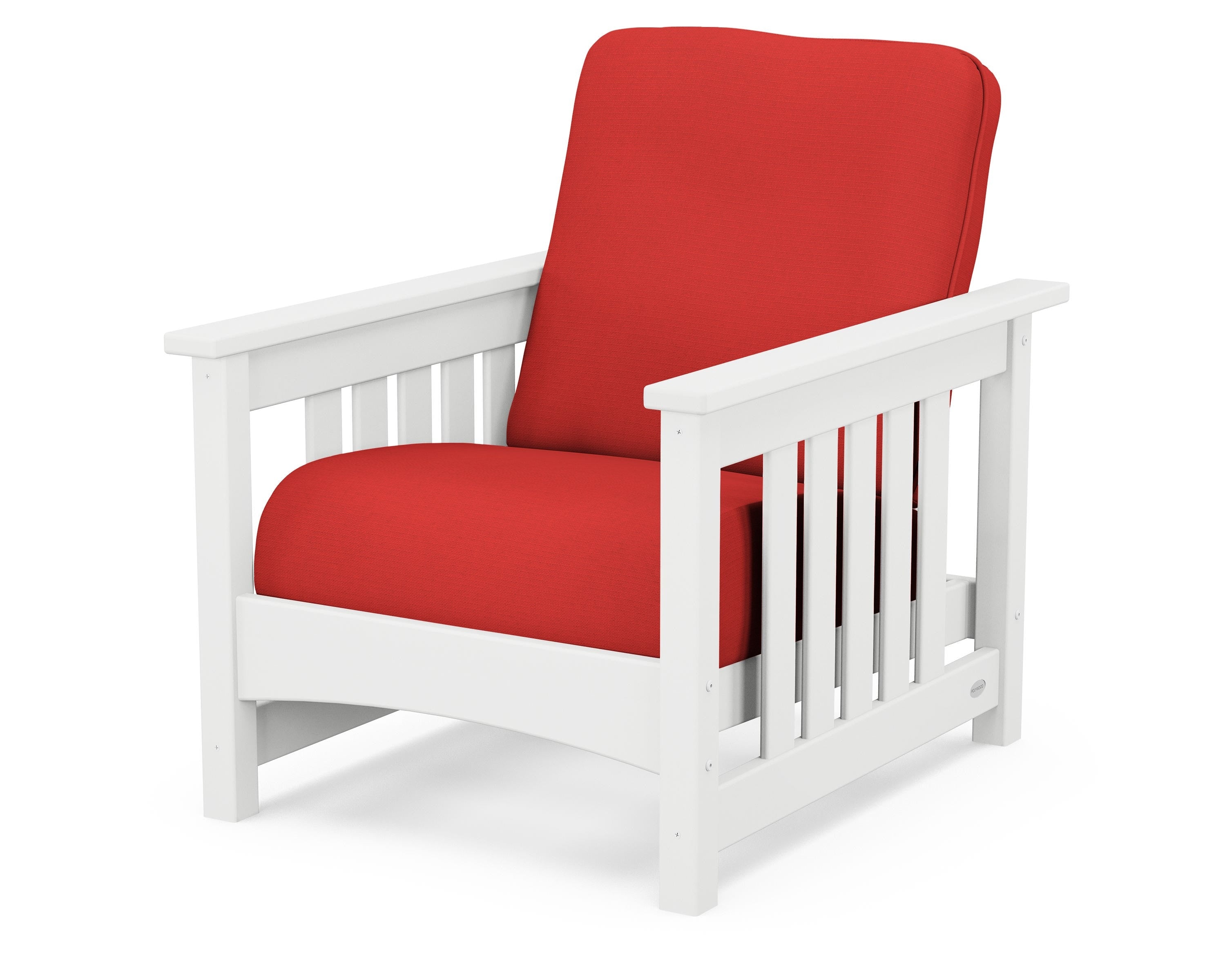 POLYWOOD® Club Mission Chair in White / Crimson Linen