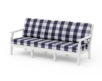Draper James™ by  POLYWOOD® Savannah Deep Seating Sofa in White / Buffalo Plaid Navy