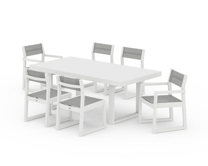 POLYWOOD® EDGE Sling 7-Piece Dining Set in White / Metallic Sling