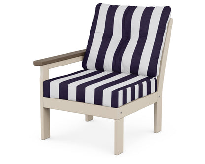 POLYWOOD® Vineyard Modular Left Arm Chair in Sand / Kona / Cabana Stripe Navy