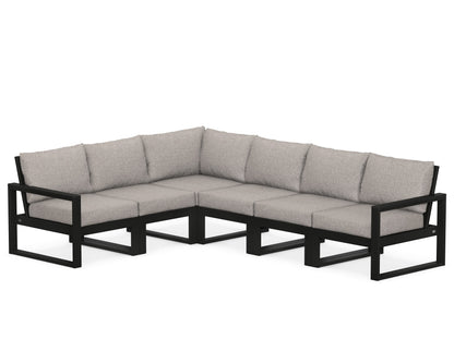 POLYWOOD® EDGE 6-Piece Modular Deep Seating Set in Black / Weathered Tweed