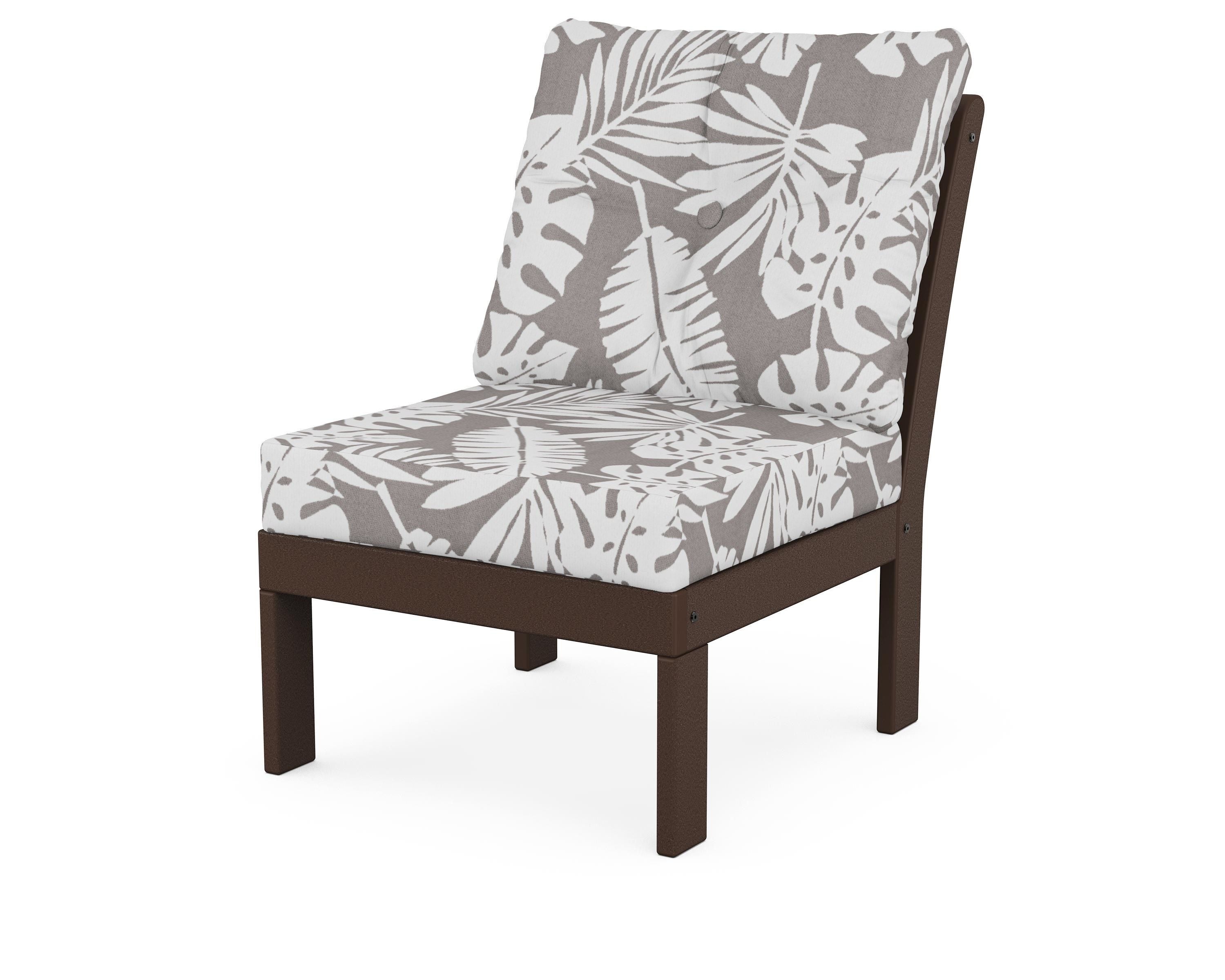 POLYWOOD® Vineyard Modular Armless Chair in Mahogany / Leaf Grey Mist