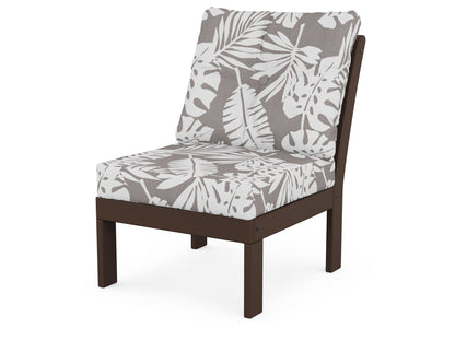 POLYWOOD® Vineyard Modular Armless Chair in Mahogany / Leaf Grey Mist