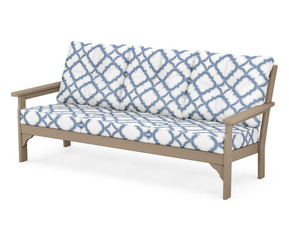 POLYWOOD® Vineyard Deep Seating Sofa in Vintage Sahara / Trellis Sky Blue