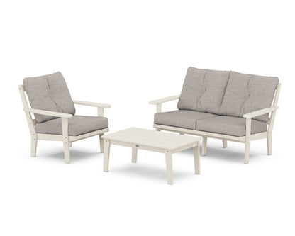 POLYWOOD® Prairie 3-Piece Deep Seating Set with Loveseat in Sand / Weathered Tweed