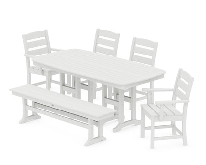 POLYWOOD® Lakeside 6-Piece Dining Set with Bench in White