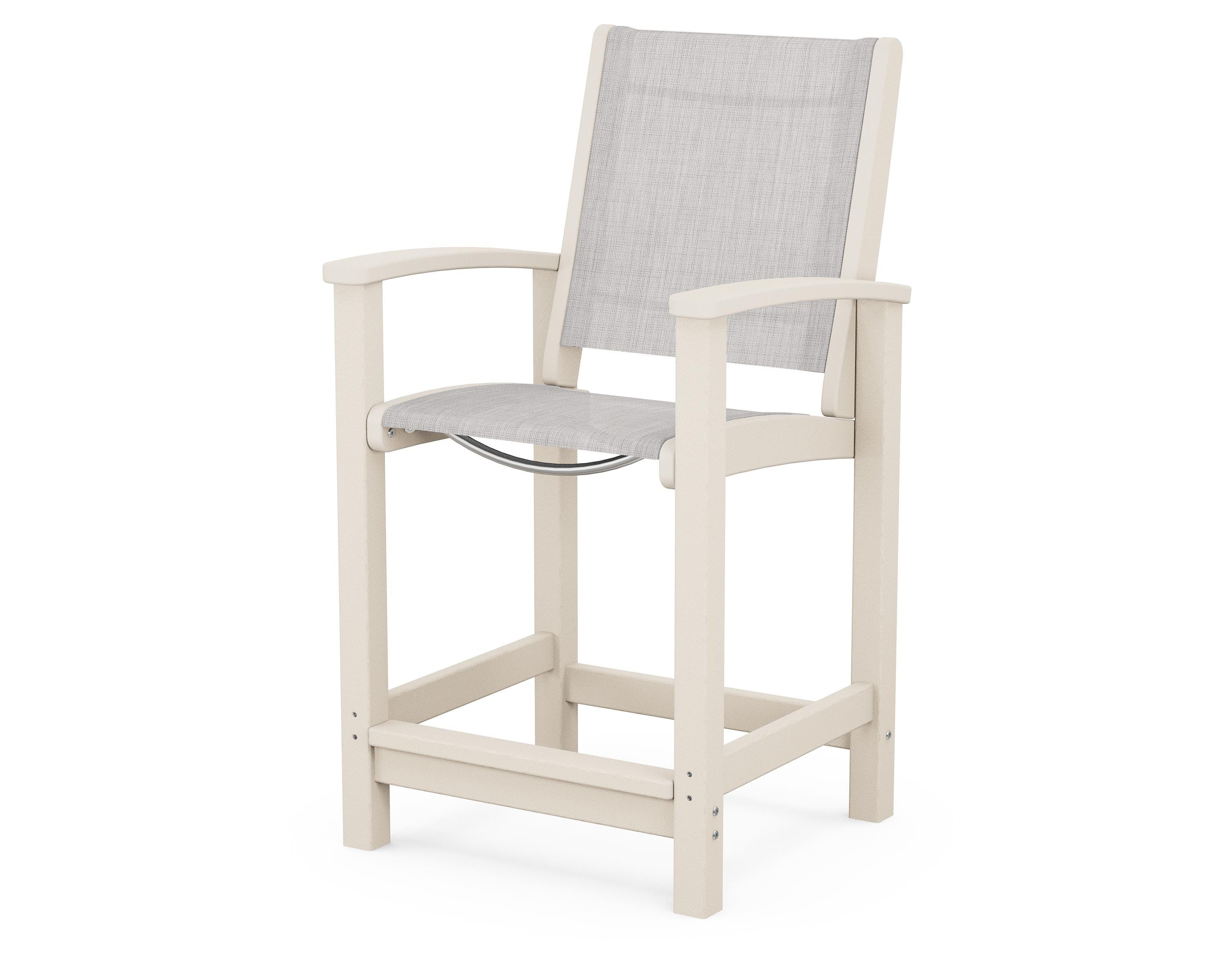 POLYWOOD® Coastal Counter Chair in Sand / Parchment Sling