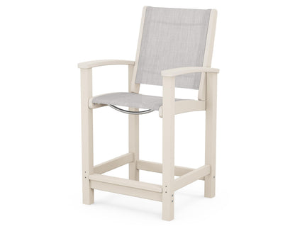 POLYWOOD® Coastal Counter Chair in Sand / Parchment Sling