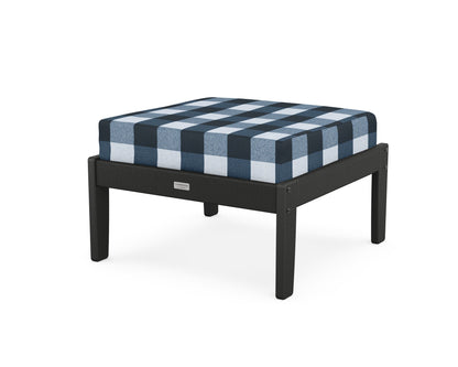Country Living Cottage Deep Seating Ottoman in Black / Buffalo Plaid Marine Indigo