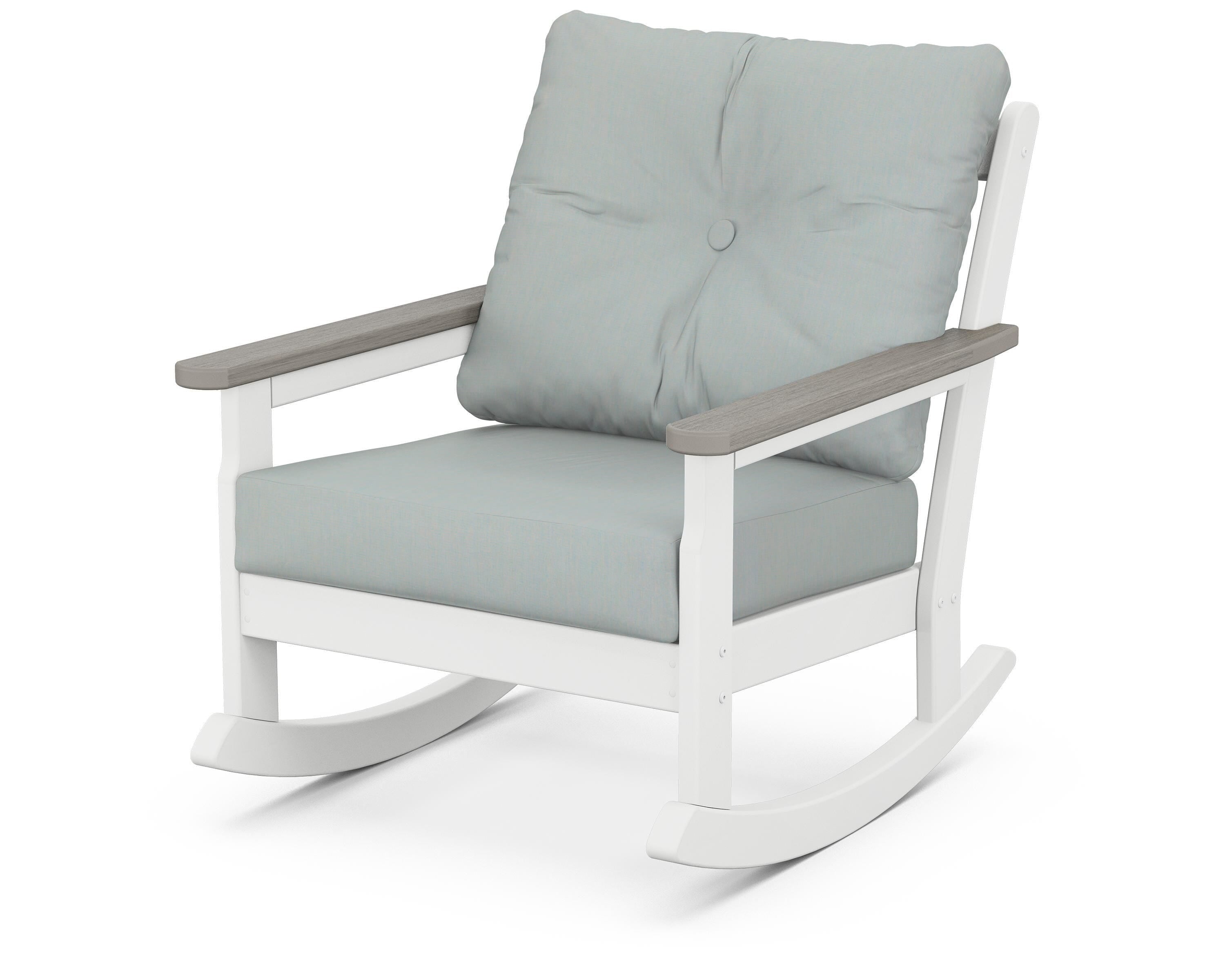 POLYWOOD® Vineyard Deep Seating Rocking Chair in White / Driftwood / Spa