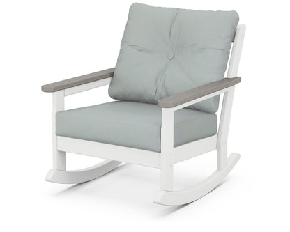 POLYWOOD® Vineyard Deep Seating Rocking Chair in White / Driftwood / Spa