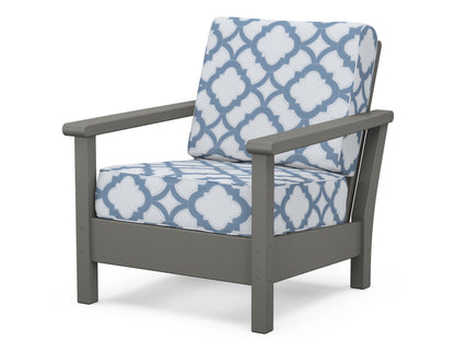 POLYWOOD® Harbour Deep Seating Chair in Slate Grey / Trellis Sky Blue