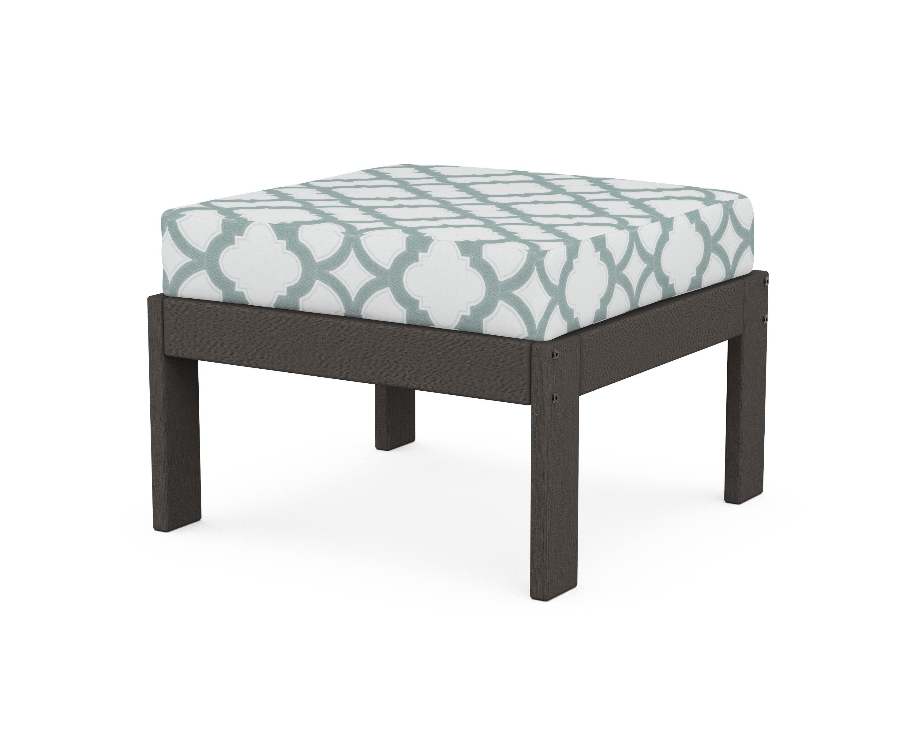 POLYWOOD® Vineyard Modular Ottoman in Vintage Coffee / Trellis Glacier Spa
