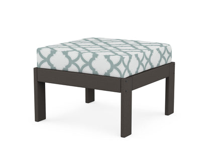 POLYWOOD® Vineyard Modular Ottoman in Vintage Coffee / Trellis Glacier Spa