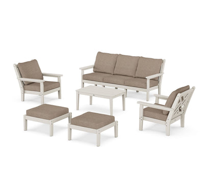 POLYWOOD® Chippendale 6-Piece Lounge Sofa Set in Sand / Spiced Burlap