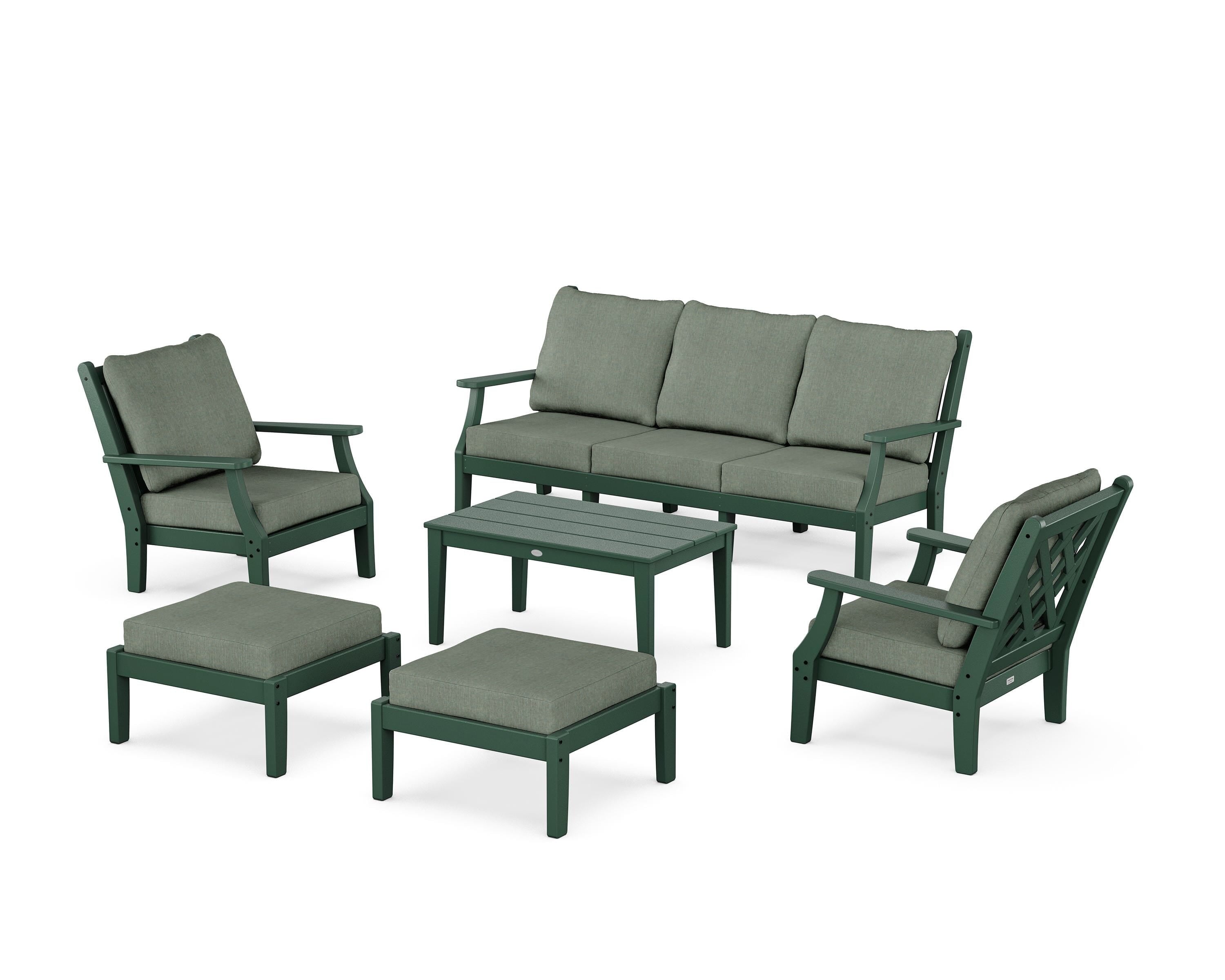 Country Living Wovendale 6-Piece Lounge Sofa Set in Green / Cast Sage