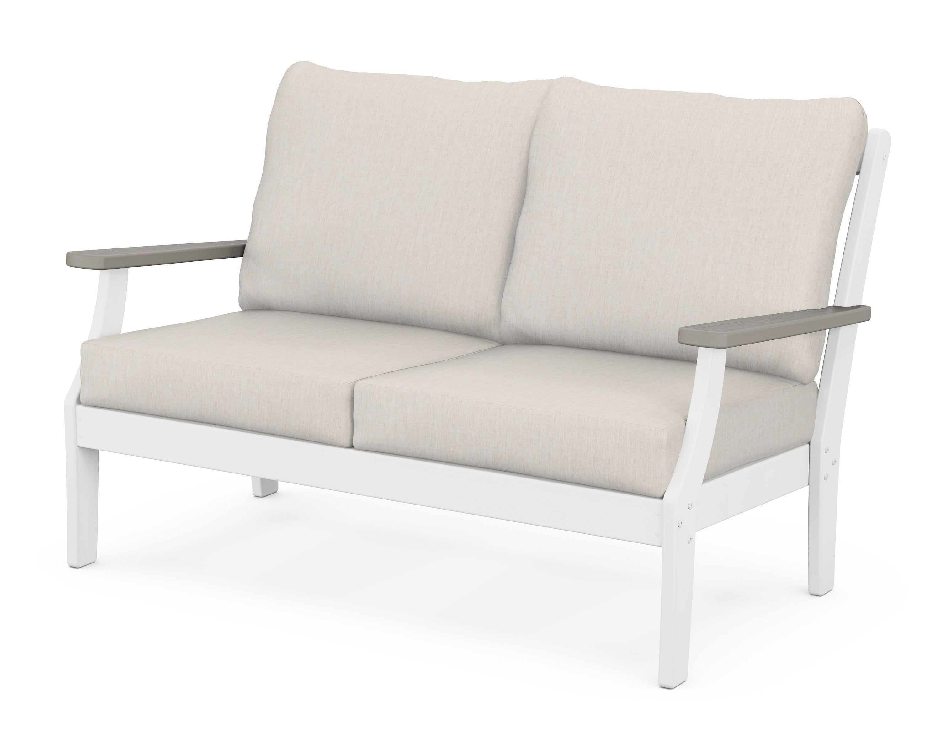 POLYWOOD® Braxton Deep Seating Loveseat in White / Driftwood / Cast Ash