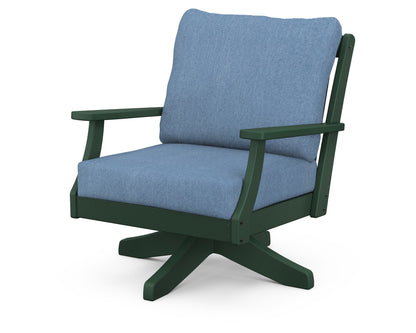 POLYWOOD® Braxton Deep Seating Swivel Chair in Green / Sky Blue