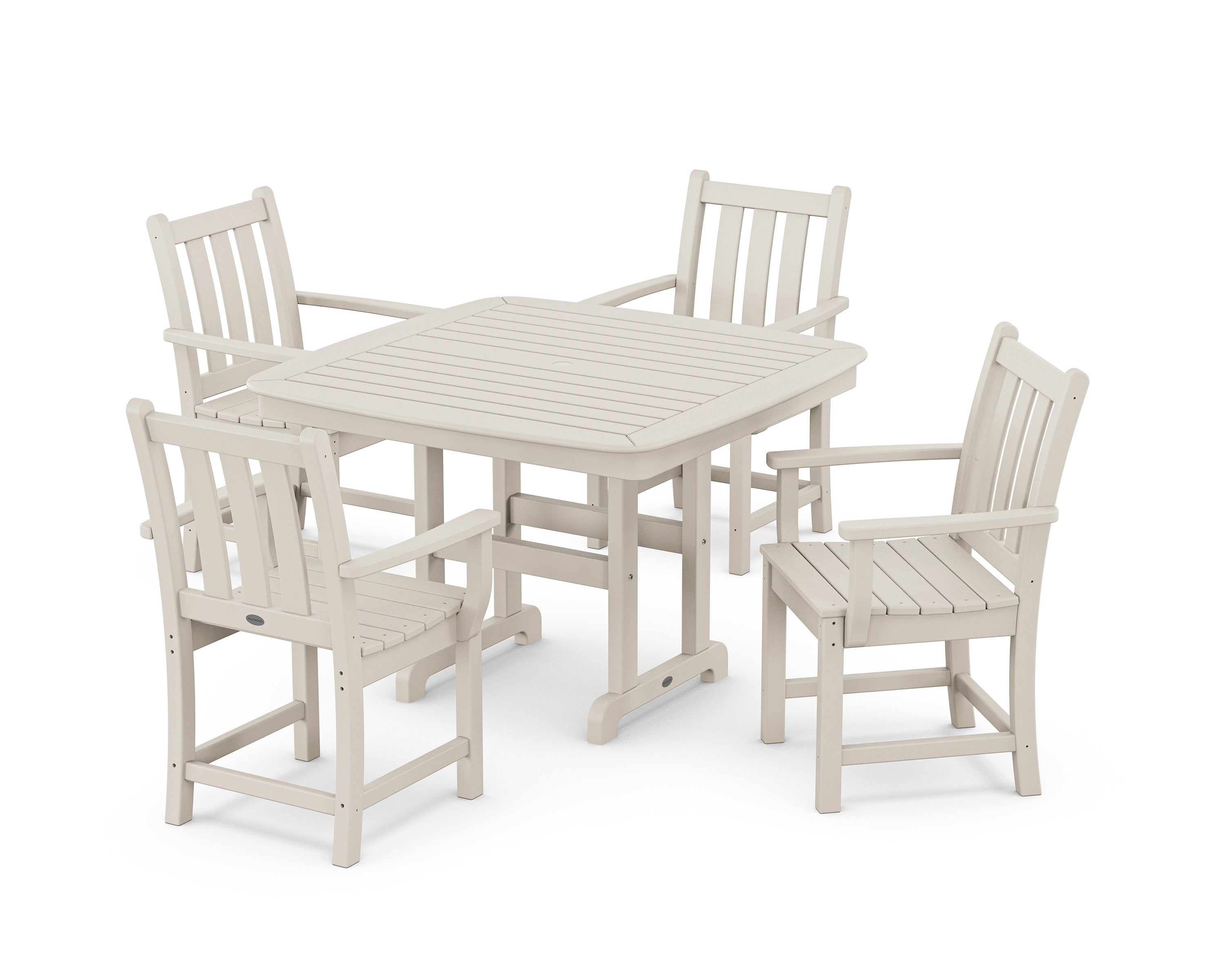 POLYWOOD® Traditional Garden 5-Piece Dining Set with Trestle Legs in Sand