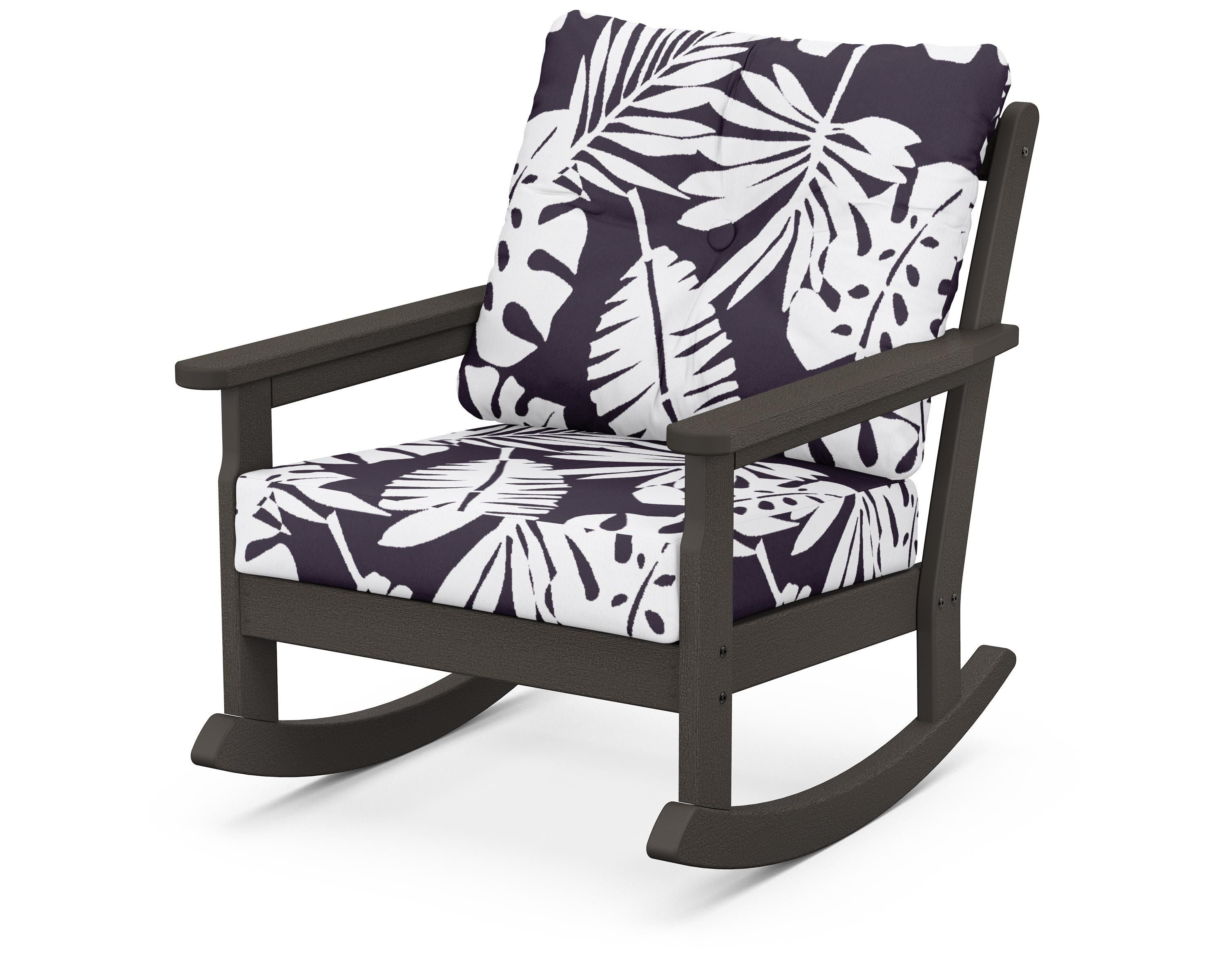POLYWOOD® Vineyard Deep Seating Rocking Chair in Vintage Coffee / Leaf Navy