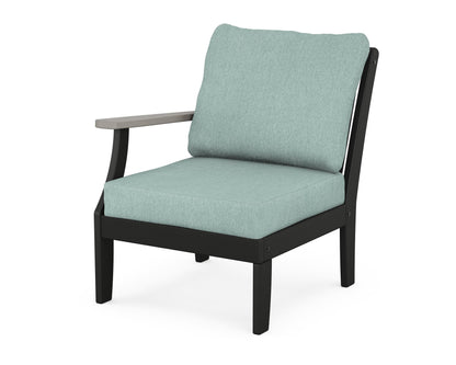 POLYWOOD® Braxton Modular Left Arm Chair in Black / Driftwood / Glacier Spa