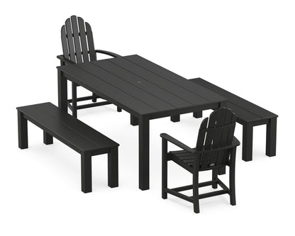 POLYWOOD® Classic Adirondack 5-Piece Parsons Dining Set with Benches in Black