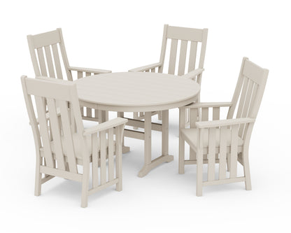 Martha Stewart by POLYWOOD® Acadia 5-Piece Round Farmhouse Dining Set in Sand