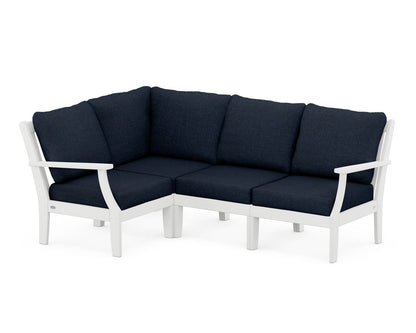POLYWOOD® Braxton Modular 4-Piece Deep Seating Set in White / Marine Indigo