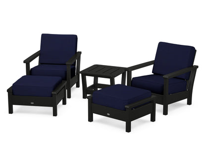POLYWOOD® Harbour 5-Piece Deep Seating Chair Set in Black / Navy
