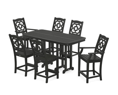 Martha Stewart by POLYWOOD® Chinoiserie 7-Piece Counter Set in Black