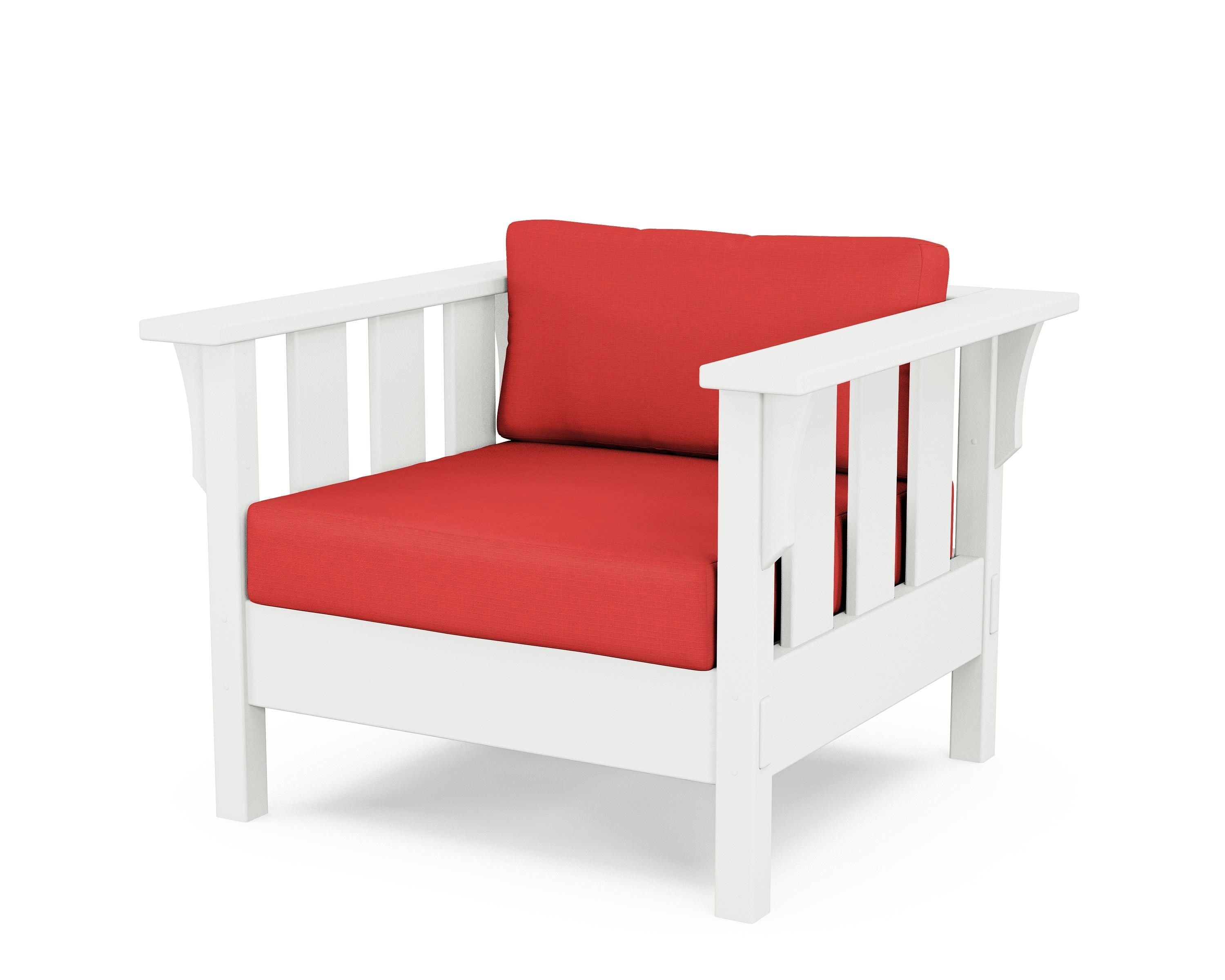 Martha Stewart by POLYWOOD® Acadia Deep Seating Chair in White / Crimson Linen