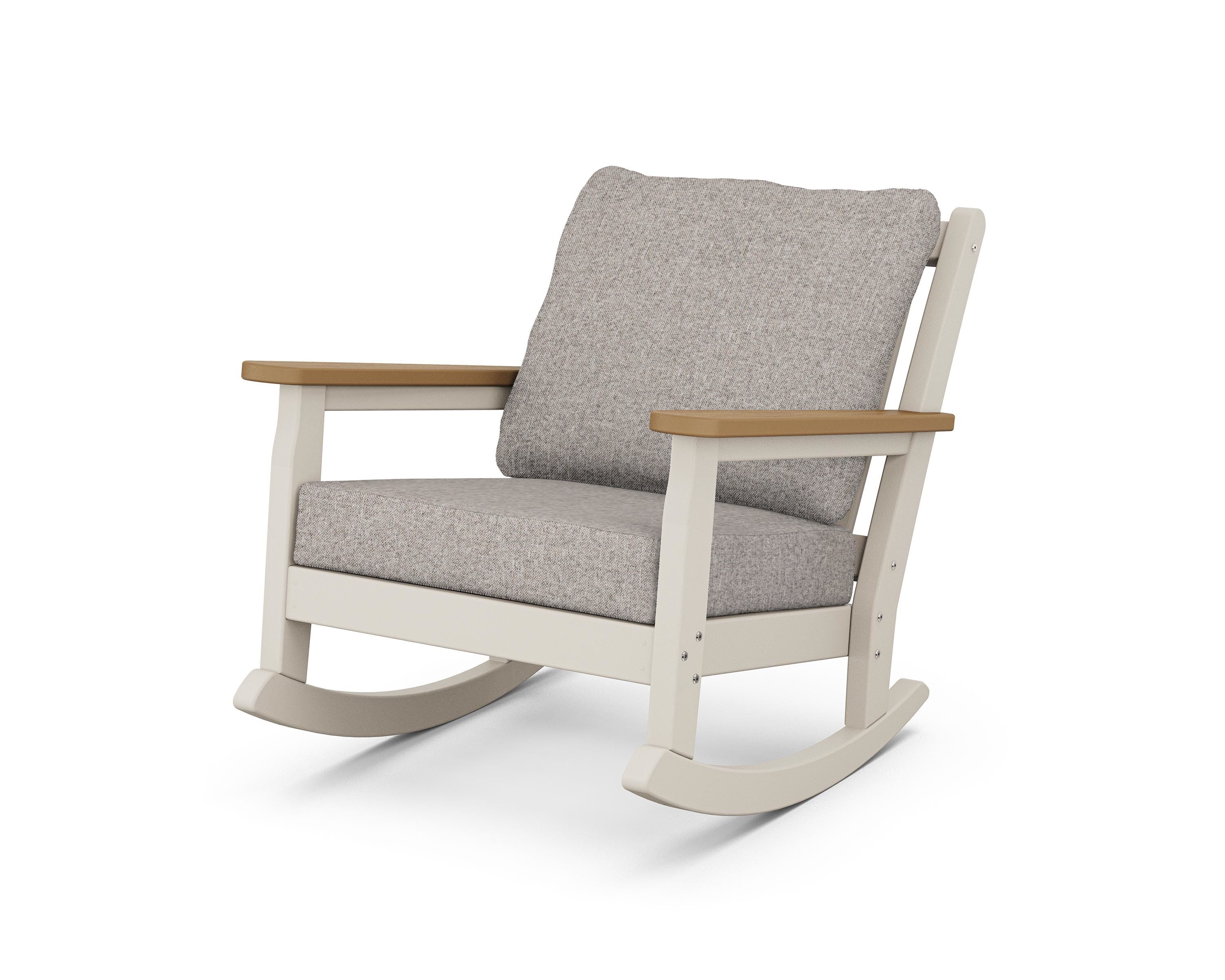 POLYWOOD® Chippendale Deep Seating Rocking Chair in Sand / Natural / Weathered Tweed