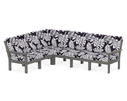 POLYWOOD® Vineyard 6-Piece Sectional in Slate Grey / Leaf Navy