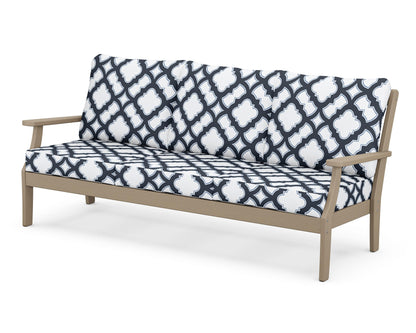 POLYWOOD® Braxton Deep Seating Sofa in Vintage Sahara / Trellis Marine Indigo