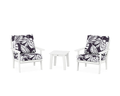 POLYWOOD® Mission 3-Piece Deep Seating Set in White / Leaf Navy