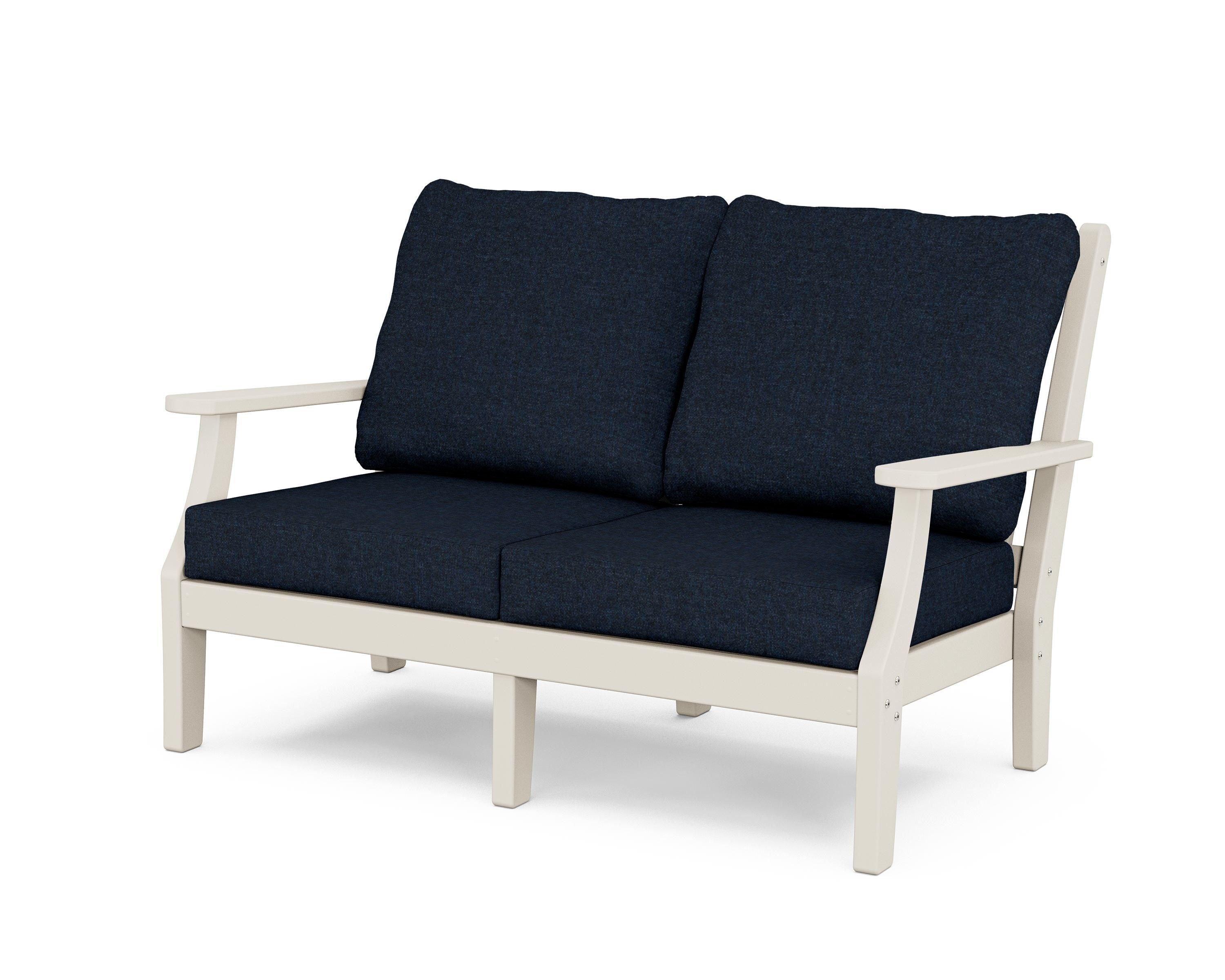 Country Living Wovendale Deep Seating Loveseat in Sand / Marine Indigo