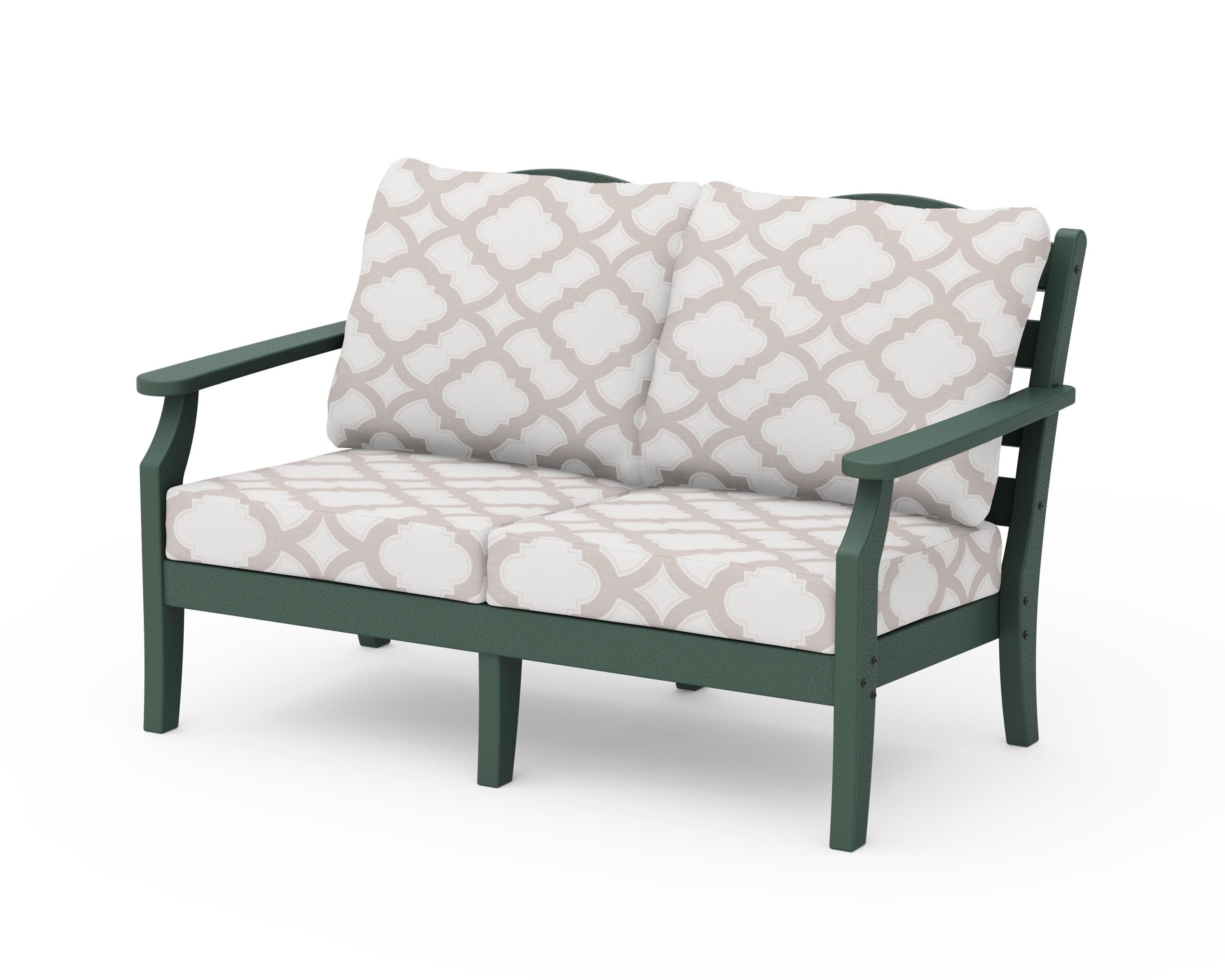 Draper James™ by  POLYWOOD® Savannah Deep Seating Loveseat in Green / Trellis Dune Burlap