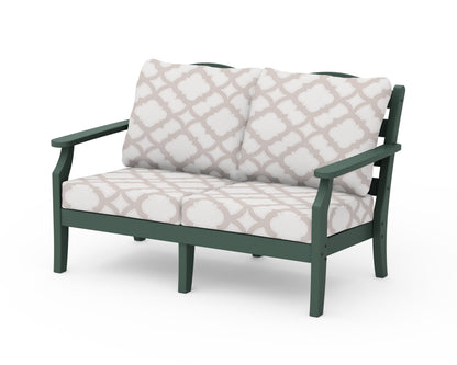 Draper James™ by  POLYWOOD® Savannah Deep Seating Loveseat in Green / Trellis Dune Burlap