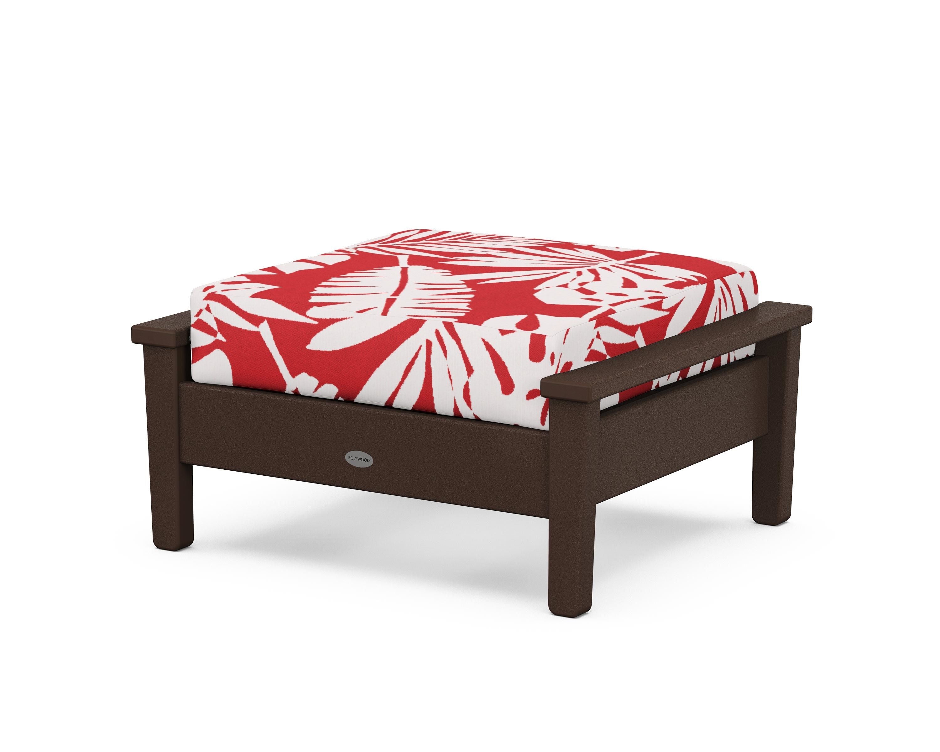 POLYWOOD® Prescott Deep Seating Ottoman in Mahogany / Leaf Crimson