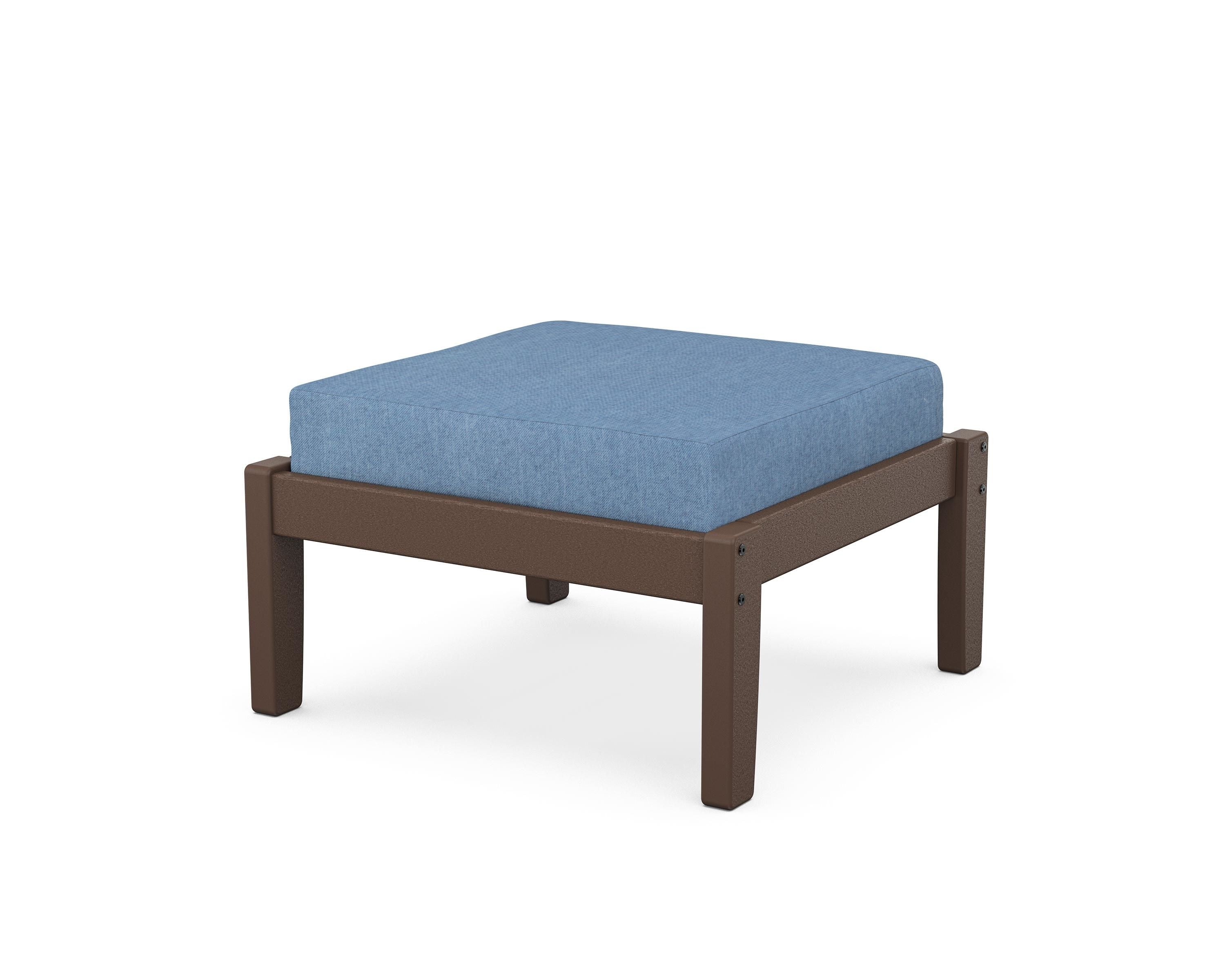 Unbranded Deep Seating Ottoman in Mahogany / Sky Blue