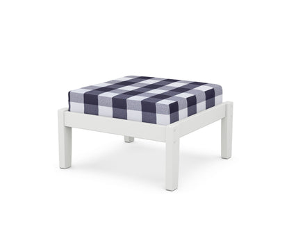 Unbranded Deep Seating Ottoman in White / Buffalo Plaid Navy