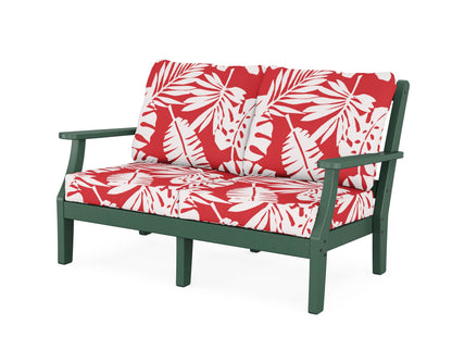 Martha Stewart by POLYWOOD® Chinoiserie Deep Seating Loveseat in Green / Leaf Crimson