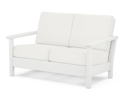 POLYWOOD® Harbour Deep Seating Loveseat in White / Natural Linen